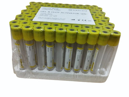 Marcela Gel Clot Activator Blood Collection Tube - 4ml Pack of 100 Tubes